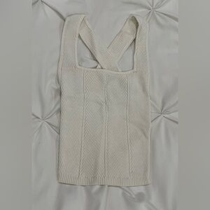 like new abercrombie and fitch elevated ribbed cross back tank xxs white